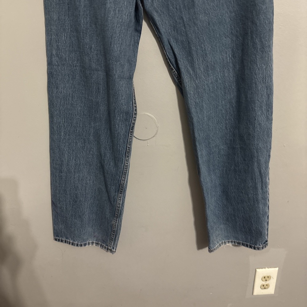 Levis 505 Blue Jeans Mens 36x34 Faded Light Wash Straight Work Pants - Picture 4 of 16